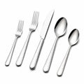 Besteckset 5-teilig aus Edelstahl Silber gehämmerte Griffe für den Esstisch