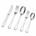 Besteckset 5-teilig Edelstahl Silber gehämmerte Griffe für den Esstisch
