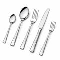 Besteckset 5-teilig 22.5 cm aus Edelstahl Silber mit gehämmerter Griffstruktur für 1 Person