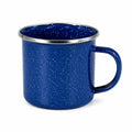 Emaille Tasse 400 ml Blau mit Sprenkelmuster und Edelstahlrand