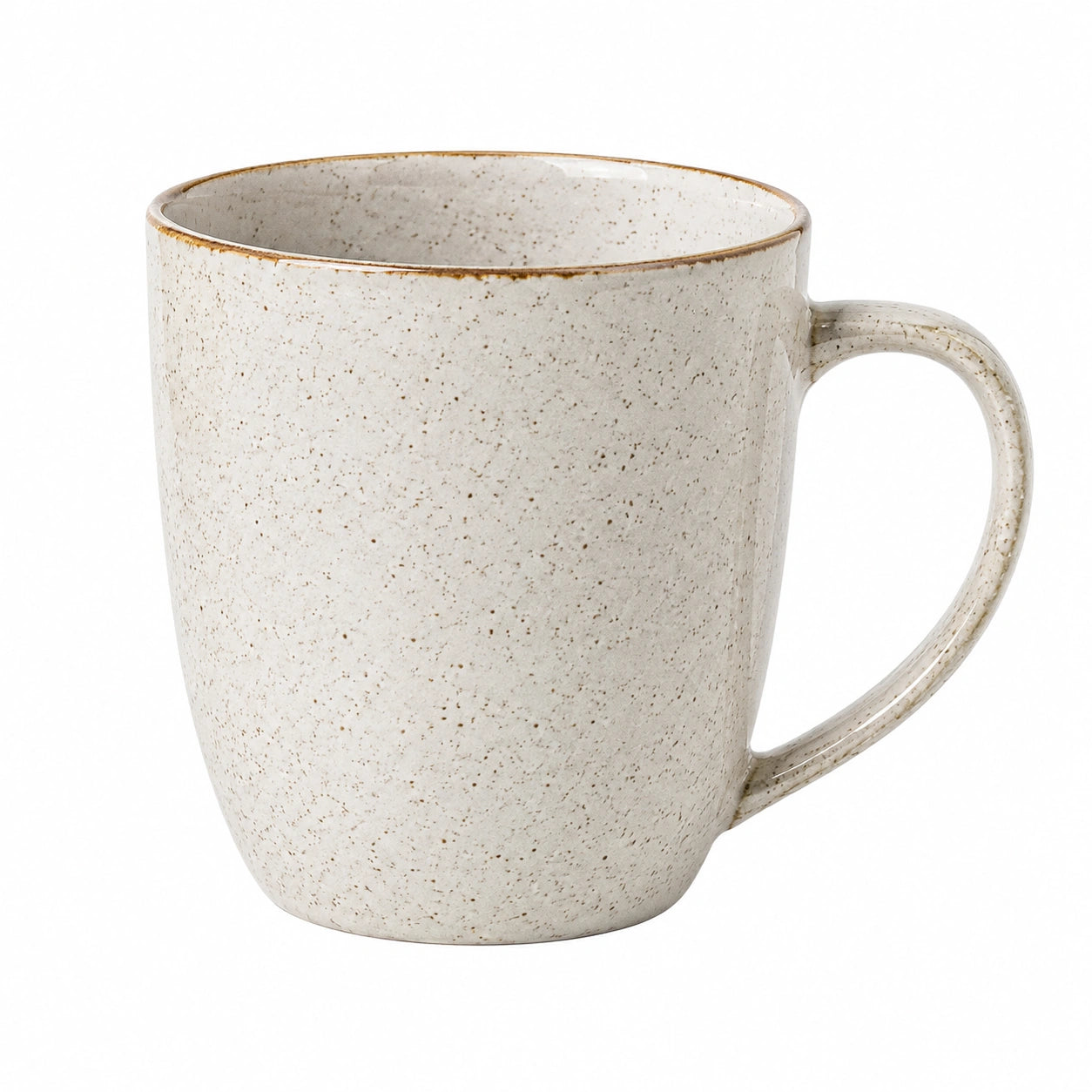 Keramiktasse 400 ml 9.5 cm Cremebraun gesprenkelt mit Henkel