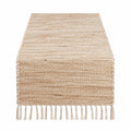 Tischläufer 180 x 40 cm aus gewebten Textilfasern in Beige mit Fransen